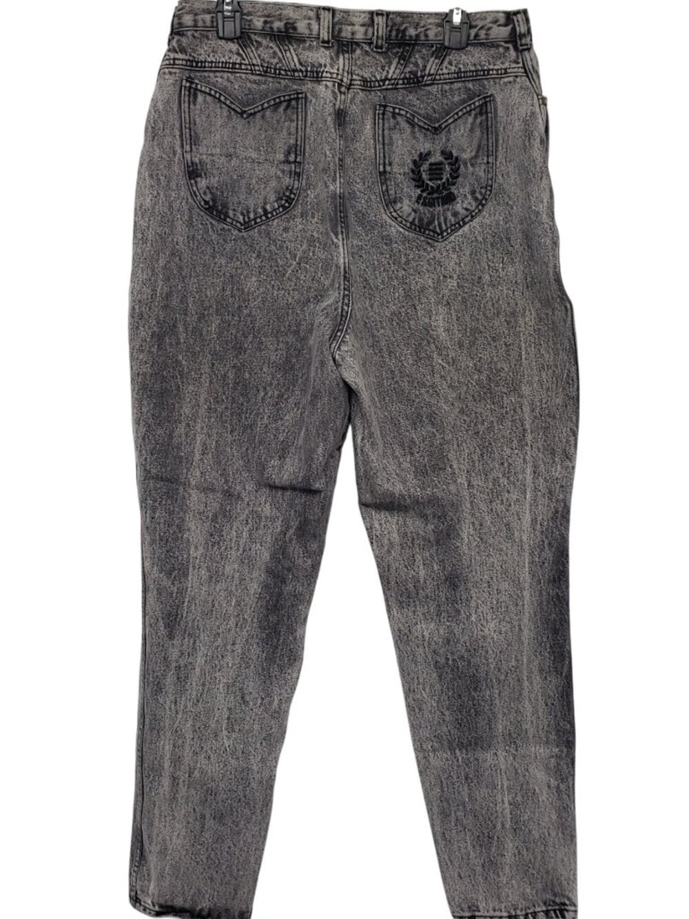 Vintage 80s PS Gitano Tapered Leg High Waisted Acid Wash Mom Jeans Black Gray